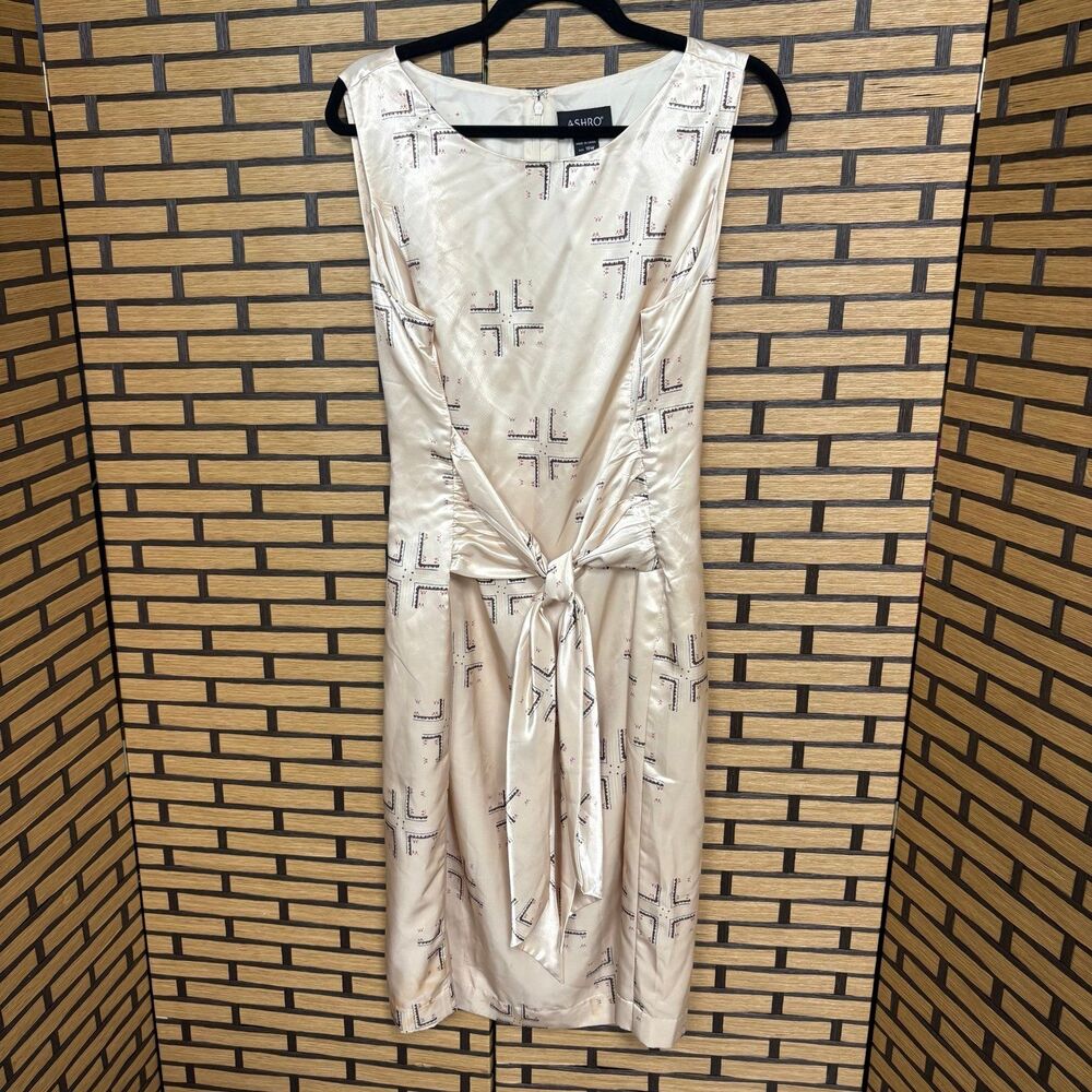 Ashro Tan Tie Waist Dress Size 16 - Picture 1 of 8